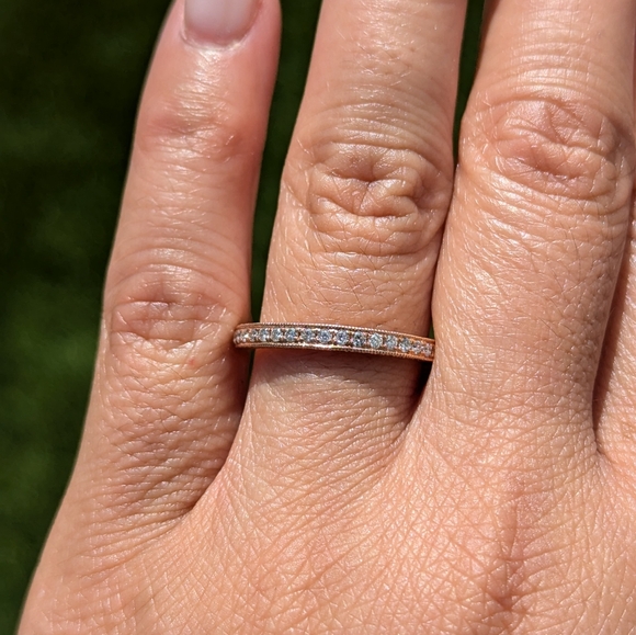 14k Rose Gold 3 Face Multi Micro Pave Diamond Band Ring - Picture 6 of 8